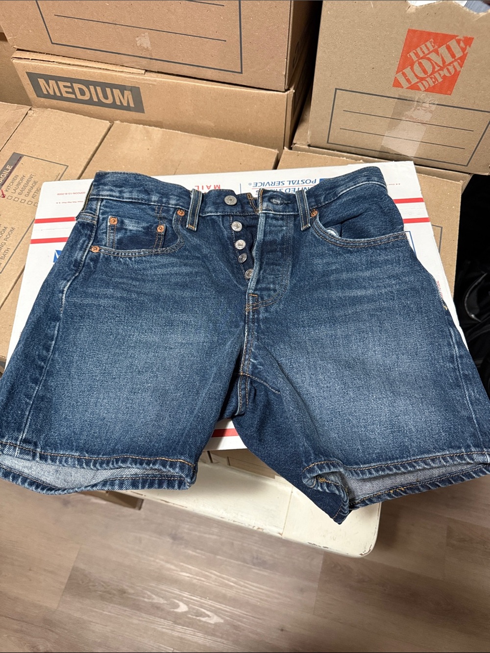 Levi's Blue Denim Women's Button-Fly Jean Shorts